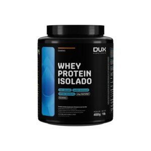 **Produto:** Whey Protein Isolado Cookies - Pote 450g **Descrição do Produto:** O Whey Protein Isolado da Dux é um suplemento nutricional de alta qualidade, projetado para maximizar resultados em treinamento físico e otimizar a recuperação muscular. É composto por proteína 100% pura, extraída do soro do leite e submetida a um processo de dupla filtração, garantindo a máxima pureza e qualidade. **Características Técnicas:** - **Conteúdo por Porção:** - 30g (1 dosador) - Porções por embalagem: 15 - **Composição Nutricional (por porção de 30g):** - Valor energético: 115 kcal (6% VD) - Proteínas: 24g (48% VD) - Carboidratos: 2,8g (1% VD) - Açúcares totais: 0,6g - Açúcares adicionados: 0g (0% VD) - Gorduras totais: 0,9g (1% VD) - Gorduras saturadas: 0,5g (3% VD) - Sódio: 123mg (6% VD) - **Aminoácidos (por porção de 30g):** - Histidina: 400mg - Isoleucina: 1400mg - Leucina: 2500mg - Lisina: 2200mg - Cisteína: 500mg - Metionina: 500mg - Tirosina: 700mg - Fenilalanina: 700mg - Treonina: 1600mg - Triptofano: 400mg - Valina: 1300mg - Aspartato: 2500mg - Serina: 1000mg - Glutamina: 4100mg - Glicina: 400mg - Alanina: 1100mg - Arginina: 500mg - Prolina: 1400mg **Características do Produto:** - **Tipo:** Whey Protein Isolado - **Sabor:** Cookies (chocolate) - **Teor de Proteína:** 24g por dose - **Filtração:** Dupla filtração para alta pureza - **Biodisponibilidade:** Alta, favorecendo absorção rápida - **Aditivos:** Livre de impurezas e proteínas de menor valor biológico - **Alérgicos:** Contém derivados de trigo, soja e leite; pode conter traços de outros alérgenos como amendoim, nozes e glúten. - **Lactose:** Contém lactose, não recomendado para intolerantes. **Sugestões de Uso:** Ideal para consumo diário, podendo ser ingerido no café da manhã, antes ou após os treinos, ou como um lanche saudável. Pode ser preparado com água, leite, frutas ou adicionado em receitas. **Benefícios:** - Auxilia na recuperação e crescimento muscular - Baixo teor de carboidratos e gorduras - Ideal para atletas e entusiastas do fitness - Ajuda a preservar a massa magra durante o emagrecimento **Badges:** - 100% Isolado - Rápida Absorção - Sabores Irresistíveis - Saúde Muscular **Embalagem:** Pote com 450g **Observações:** Armazenar em local fresco e seco, longe da luz solar direta.